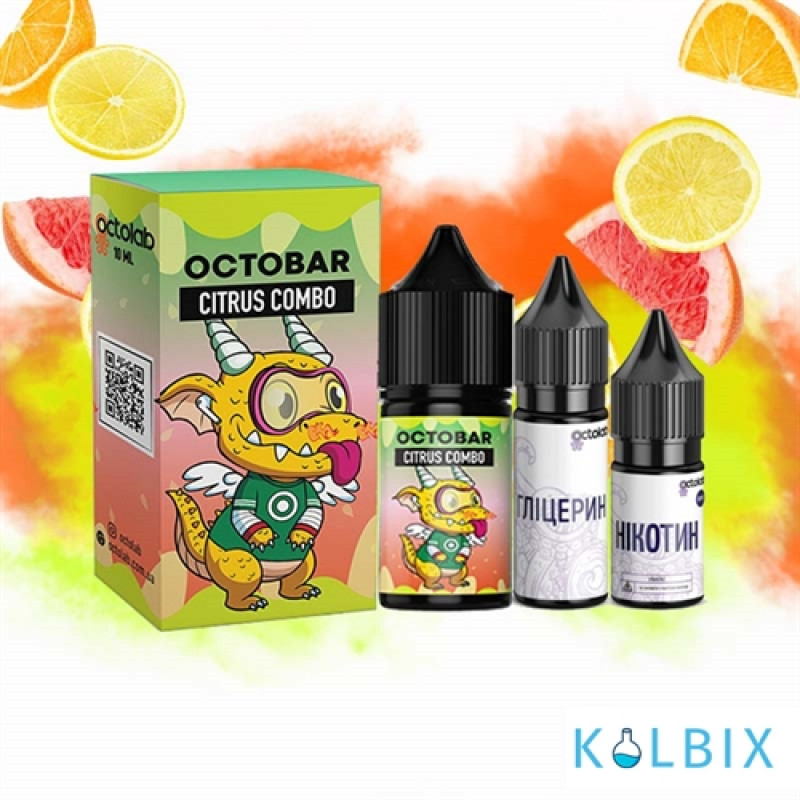 Набор для самозамеса Octo Bar NFT Salt 30 мл 65 мг со вкусом цитрусов