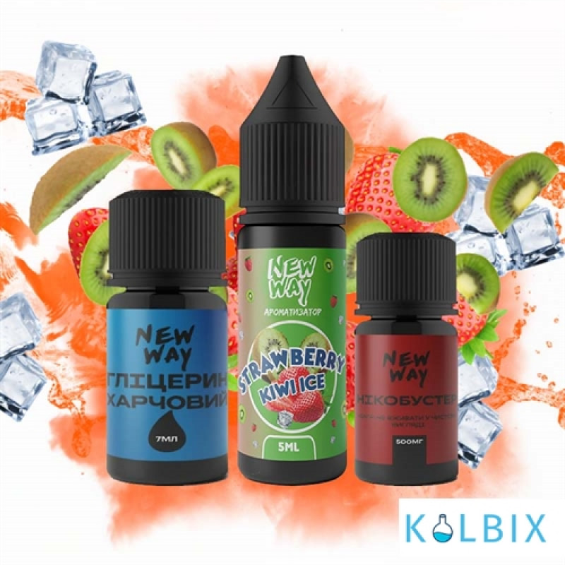 Набор для самозамеса New Way Ice 15 мл 65 мг со вкусом киви и клубники с холодком