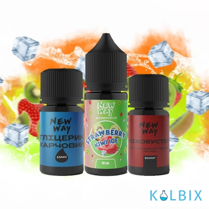 Набор для самозамеса New Way Ice 30 мл 65 мг со вкусом киви и клубники с холодком