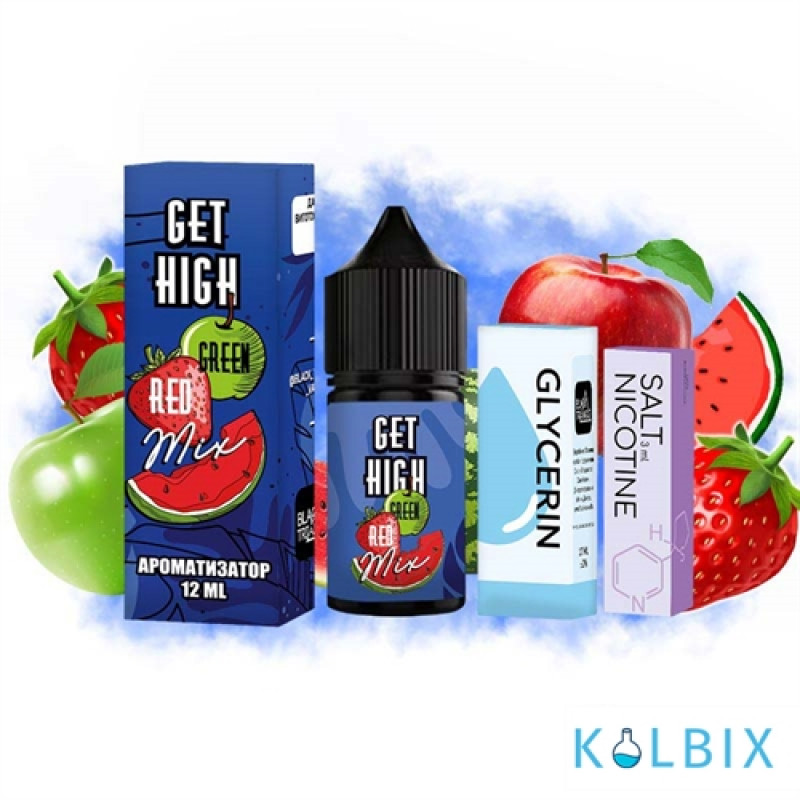 Набор для самозамеса Get High 30 мл 50 мг - со вкусом яблока, арбуза, клубники.