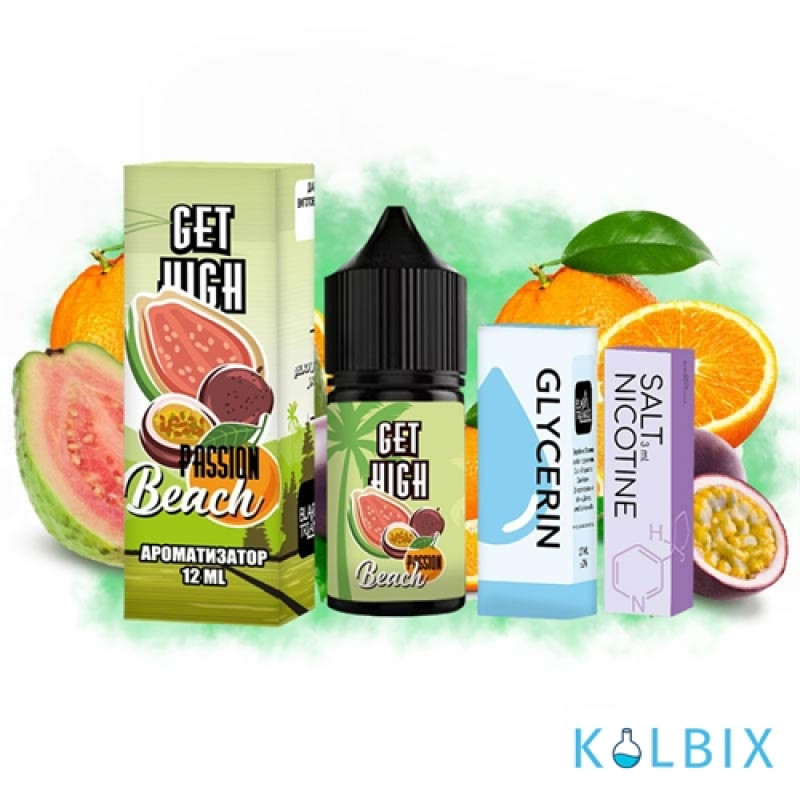 Набор для самозамеса Get High 30 мл 50 мг - со вкусом маракуи гуавы и апельсина.