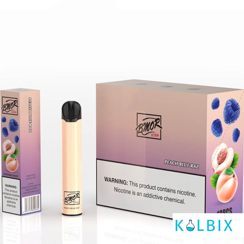 ОДНОРАЗКА BMOR XTRA 1600 PUFFS DISPOSABLE POD KIT - PEACH BLUE RAZZ 5% СО ВКУСОМ ПЕРСИКА С ГОЛУБОЙ МАЛИНОЙ