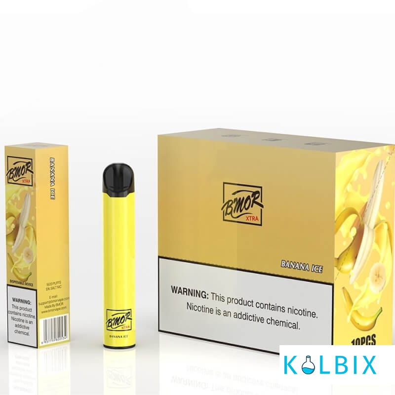 ОДНОРАЗКА BMOR XTRA 1600 PUFFS DISPOSABLE POD KIT - BANANA ICE 5% СО ВКУСОМ БАНАНА С ХОЛОДКОМ