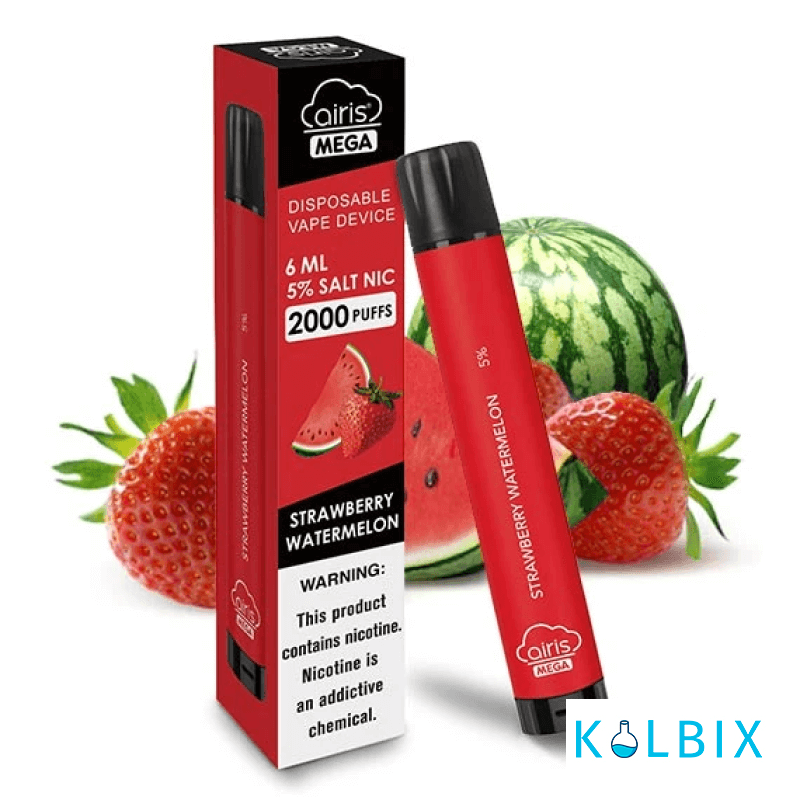 ОДНОРАЗКА AIRIS MEGA 2000 DISPOSABLE VAPE STRAWBERRY WATERMELON 5% СО ВКУСОМ КЛУБНИКИ И АРБУЗА