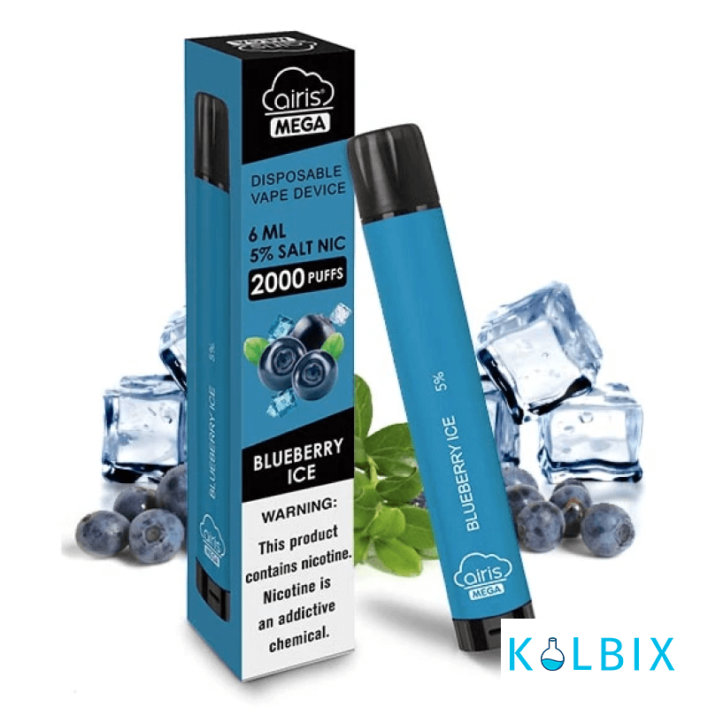 ОДНОРАЗКА AIRIS MEGA 2000 DISPOSABLE VAPE BLUEBERRY ICE 5% СО ВКУСОМ ЧЕРНИКИ