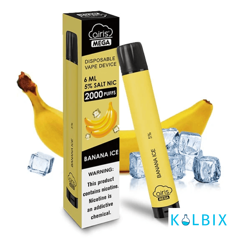 ОДНОРАЗКА AIRIS MEGA 2000 DISPOSABLE VAPE BANANA ICE 5% ЗІ СМАКОМ БАНАНА