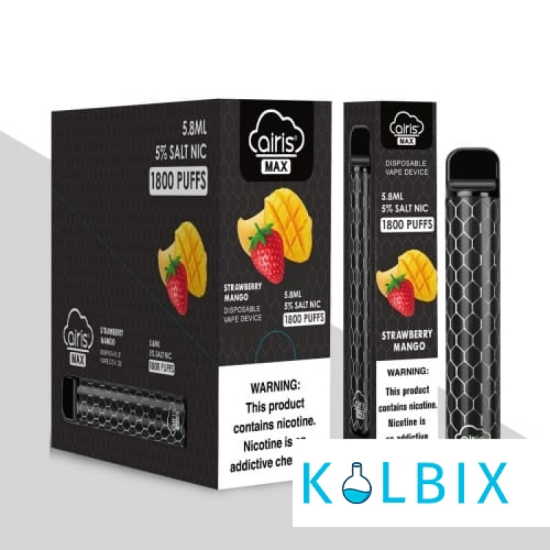 ОДНОРАЗОВАЯ POD СИСТЕМА AIRIS MAX DISPOSABLE DEVICE 950MAH НА 1800 ЗАТЯЖЕК СО ВКУСОМ КЛУБНИКИ И МАНГО