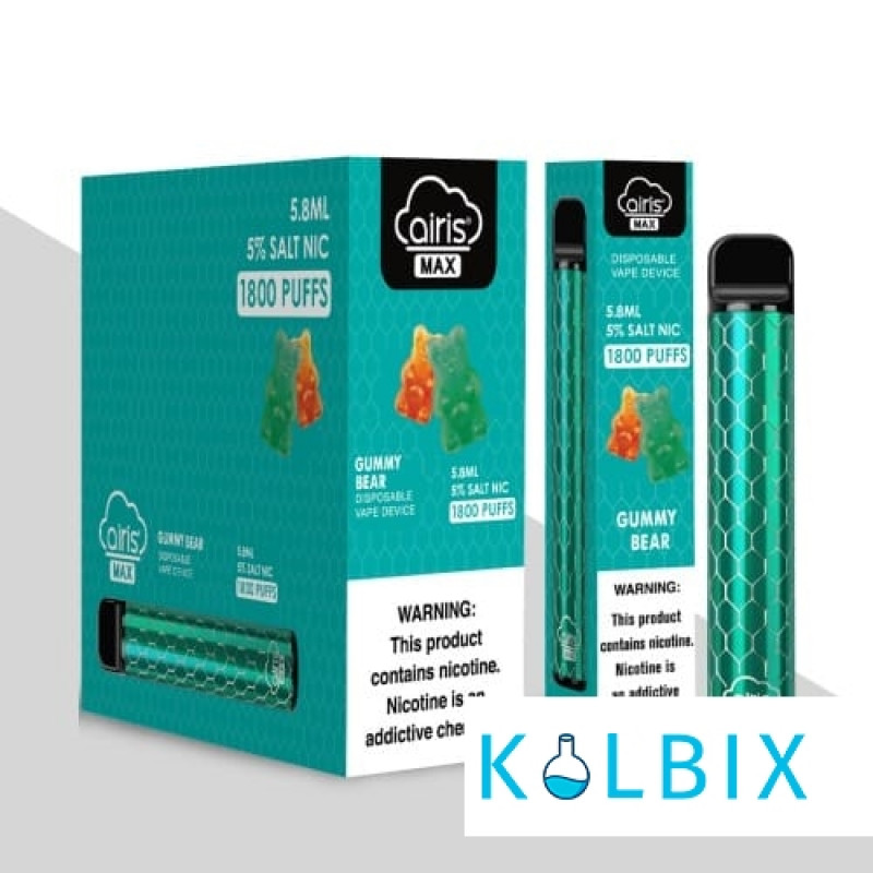 ОДНОРАЗОВАЯ POD СИСТЕМА AIRIS MAX DISPOSABLE DEVICE 950MAH НА 1800 ЗАТЯЖЕК СО ВКУСОМ ЖЕЛЕЙНЫХ МИШЕК