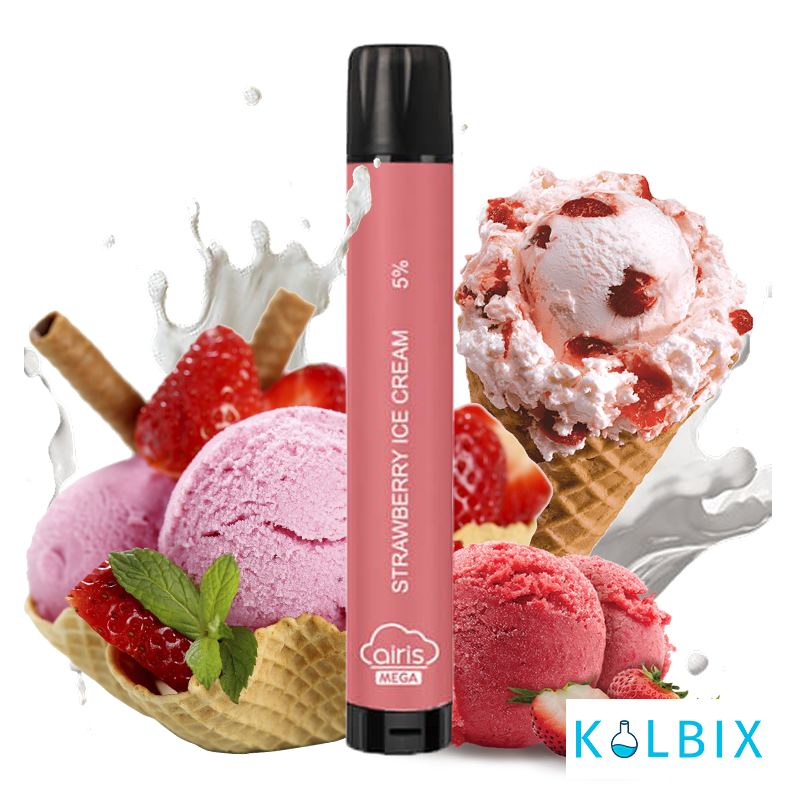 ОДНОРАЗКА AIRIS MEGA 2000 DISPOSABLE VAPE 5% СО ВКУСОМ КЛУБНИЧНОГО МОРОЖЕНОГО