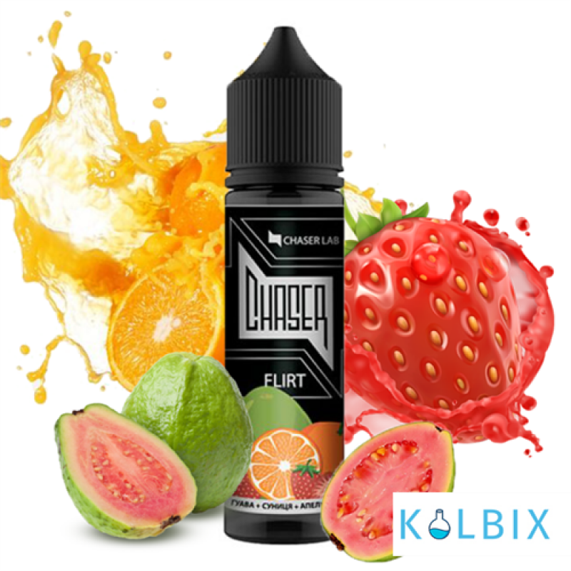 Жидкость Chaser Black Flirt 60 мл, 6 мг, на органическом никотине, со вкусом Гуавы, земляники и апельсина
