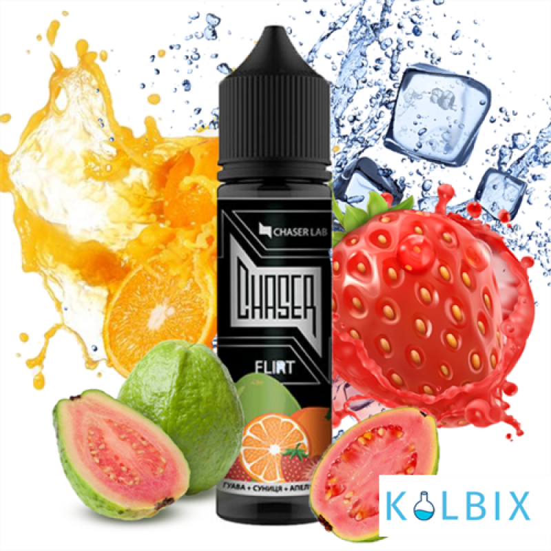 Жидкость Chaser Black Flirt Ice 60 мл, 6 мг, на органическом никотине, со вкусом гуавы, земляники и апельсина со льдом