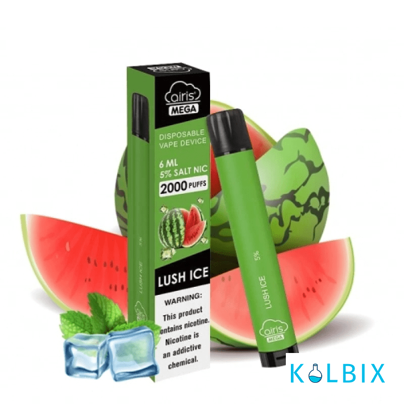 ОДНОРАЗКА AIRIS MEGA 2000 DISPOSABLE VAPE LUSH ICE 5% СО ВКУСОМ АРБУЗА С ХОЛОДКОМ