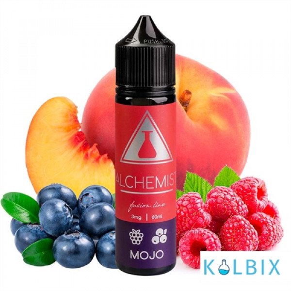 Рідина Alchemist FL 60 мл на органічному нікотині 3 мг зі смаком малини, чорниці та персика