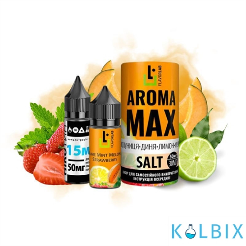 Набор для самозамеса Aroma MAX Salt 30 мл 50 мг со вкусом клубники и дыни, лимон и мята