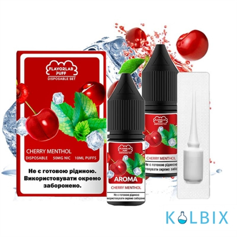 Набор для самозамеса Flavorlab Disposable Puff со вкусом вишни и ментлом 10 мл 50 мг
