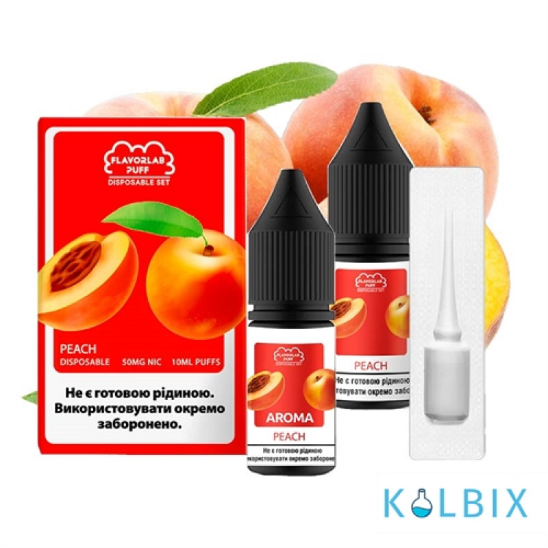 Набор для самозамеса Flavorlab Disposable Puff со вкусом персика 10 мл 50 мг