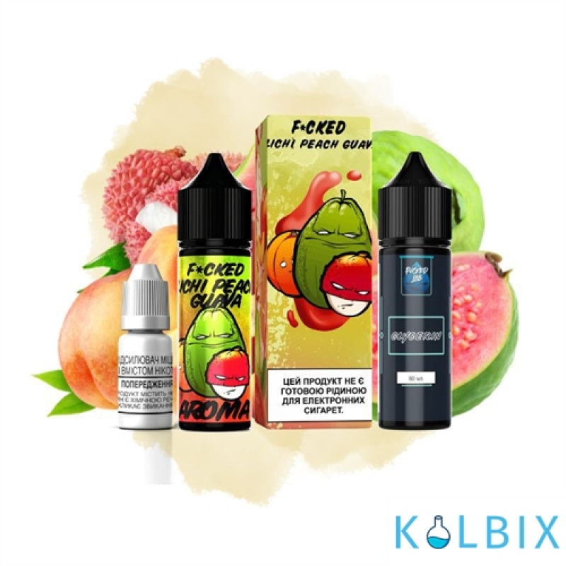 Набор для самозамеса Fucked Lab Organic 60 мл 3 мг со вкусом личи, персик и гуава