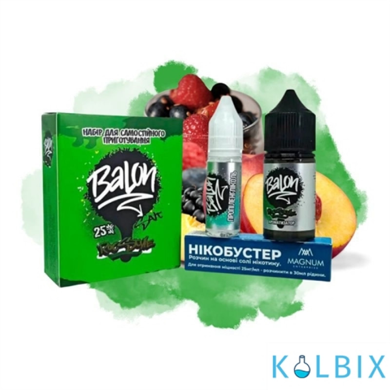 Набор для самозамеса Balon Salt 30 мл 25 мг со вкусом персика и ягод с кремом