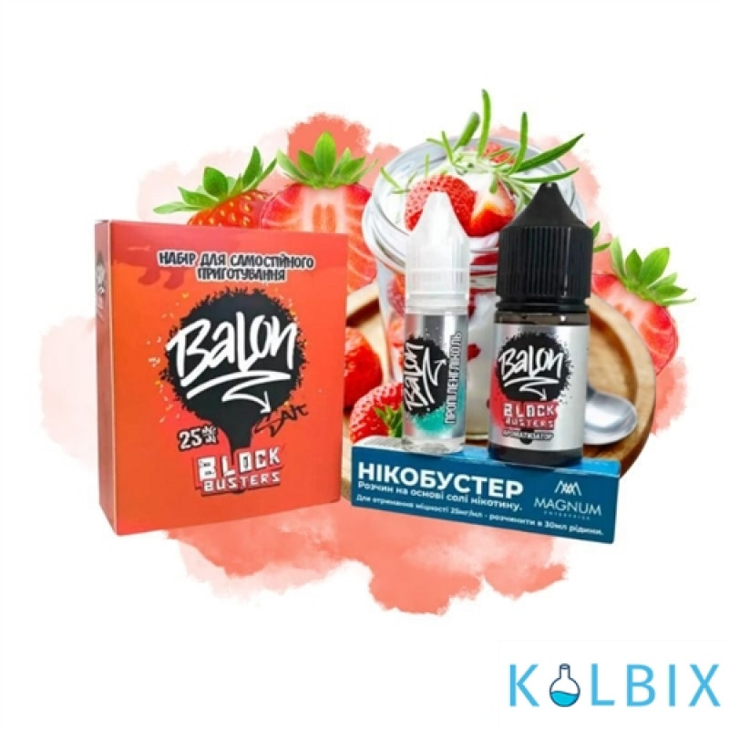 Набор для самозамеса Balon Salt 30 мл 25 мг со вкусом клубники и ванильного крема