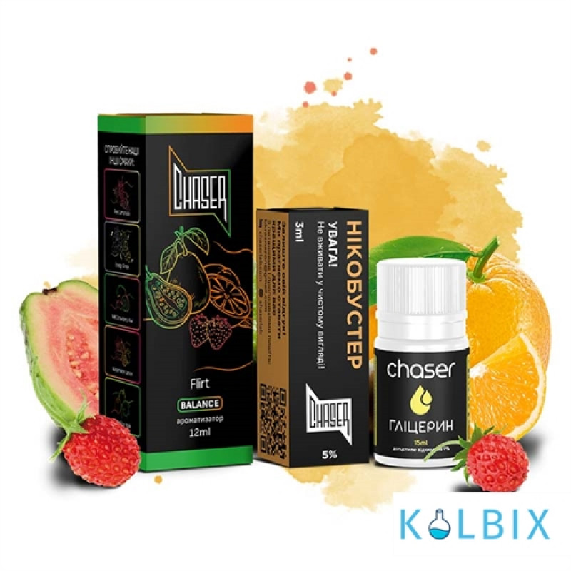 Набор для самозамеса Chaser Black 30 мл 50 мг со вкусом апельсинового сока, гуавы и клубники