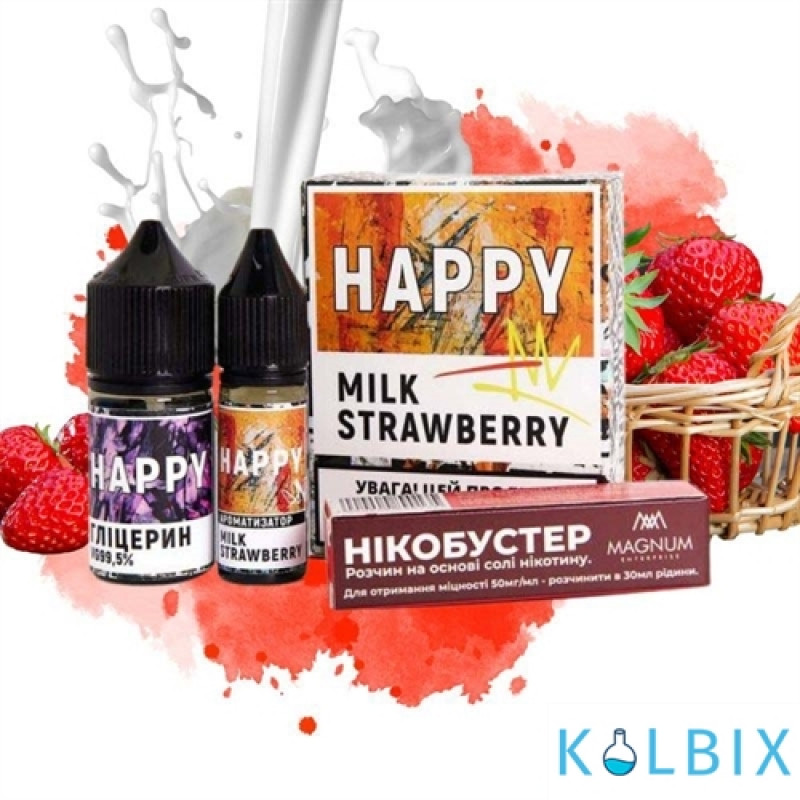 Набор для самозамеса HAPPY 30 мл 50 мг со вкусом клубники и молока