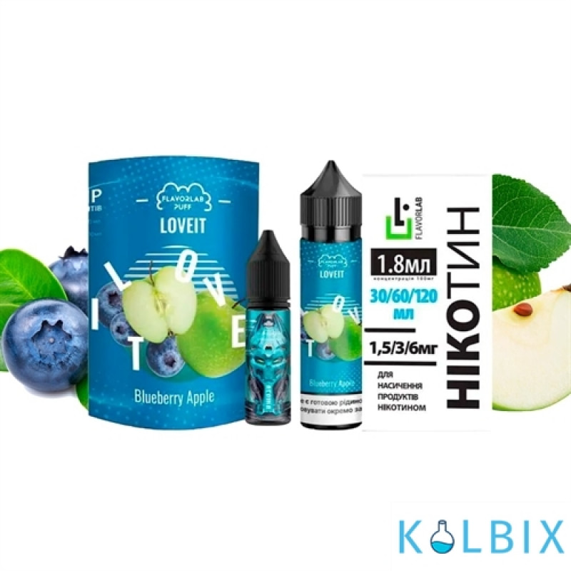 Набор для самозамеса Flavorlab Love it 60 мл 3 мг со вкусом черники с яблоком