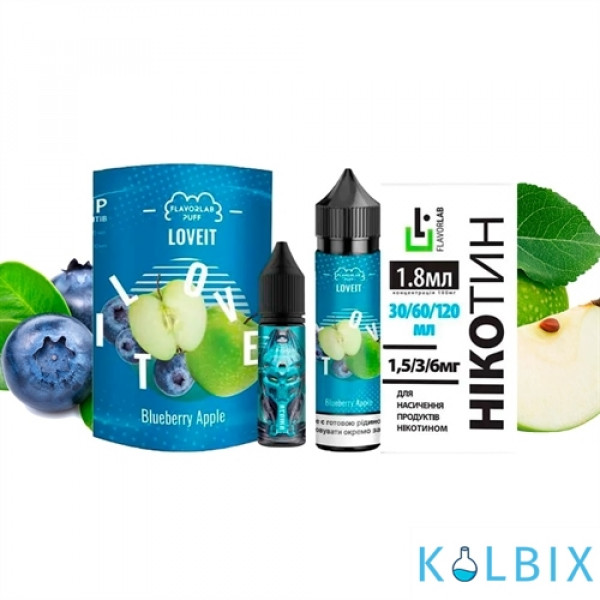 Набір для самозамісу Flavorlab Love it 60 мл 6 мг зі смаком чорниці з яблуком