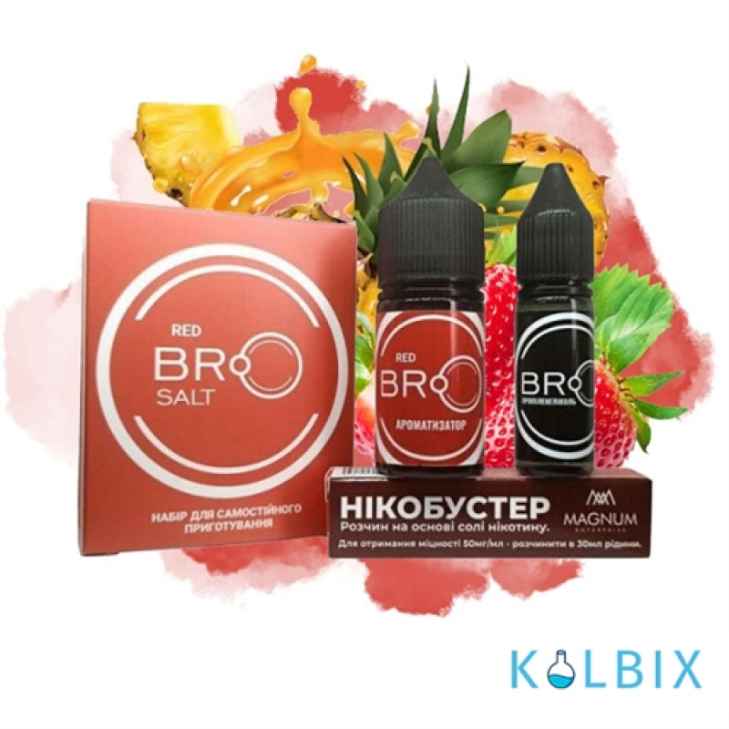 Набор для самозамеса Bro Salt 30 мл 25 мг со вкусом клубники и ананаса