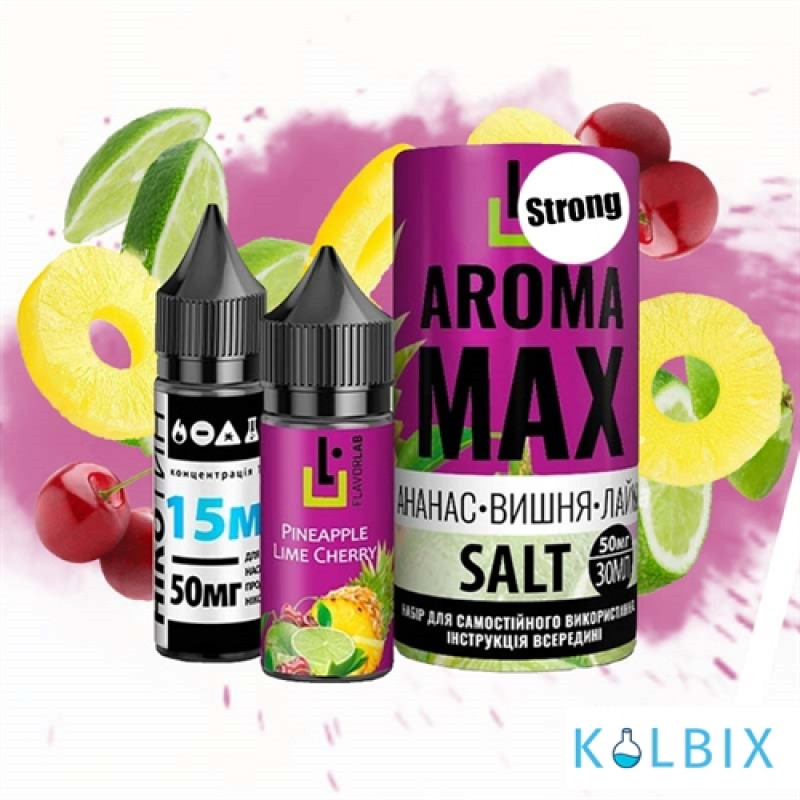 Набір для самозамішування Aroma MAX Salt Strong 30 мл 50 мг зі смаком ананасу, вишні та лайма