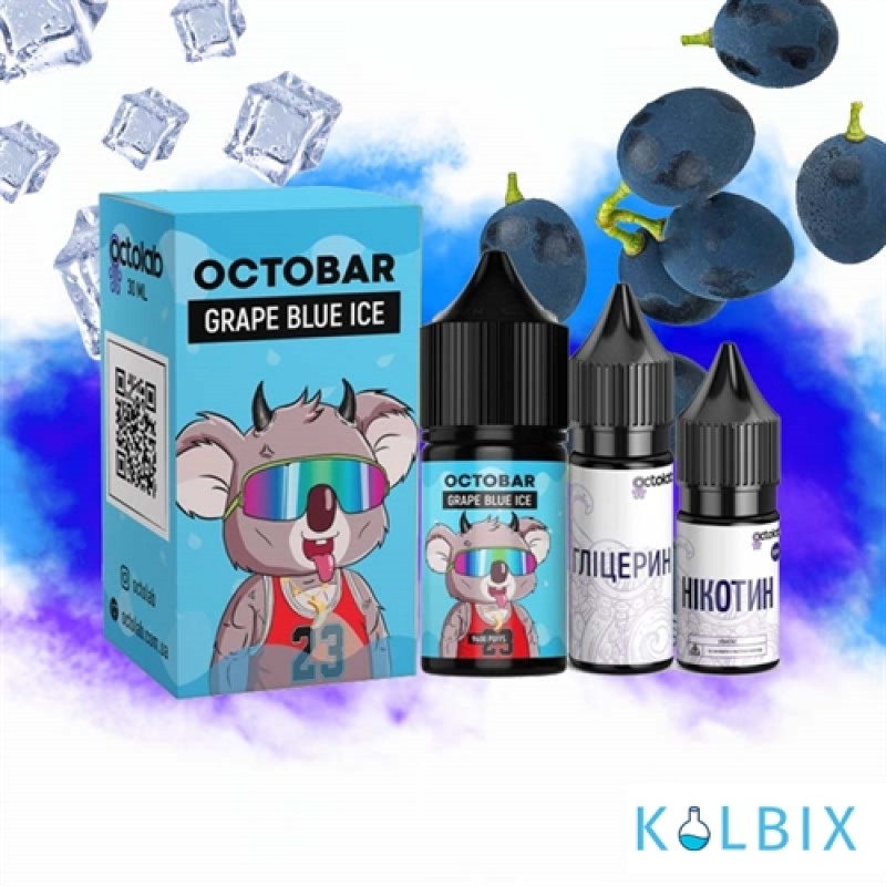 Набор для самозамеса Octo Bar NFT Salt 30 мл 50 мг со вкусом винограда и черники с холодком