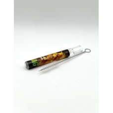 Курильна трубка скляна формату chillum, з йоржиком UOZ0033