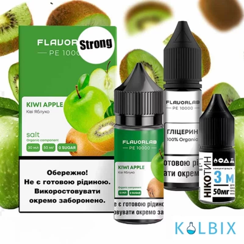 Набір для самозамішування Flavorlab PE 10000 Strong 30 мл 50 мг зі смаком яблука та ківі