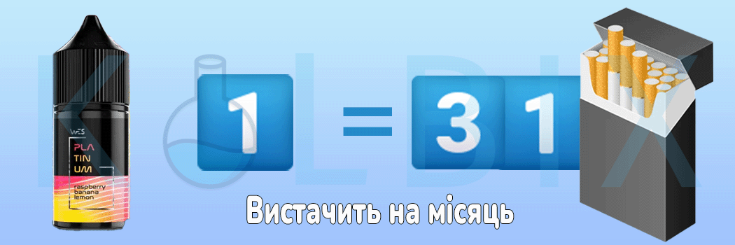 Набір для самозамішування WES Platinum 30 мл Порівняння з цигарками