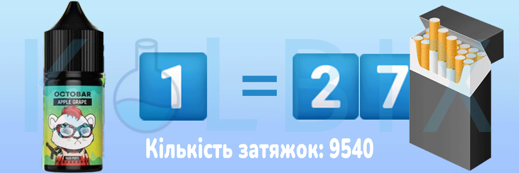 Набір для самозамішування Octo Bar NFT Salt 30 мл Порівняння з цигарками